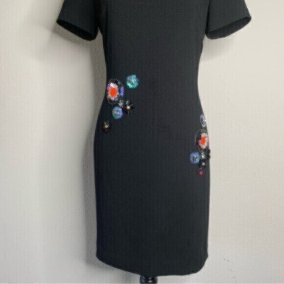 Trina Trunk Black Multi Color Dazzle Embellished Mini Sheath Dress - Picture 7 of 15